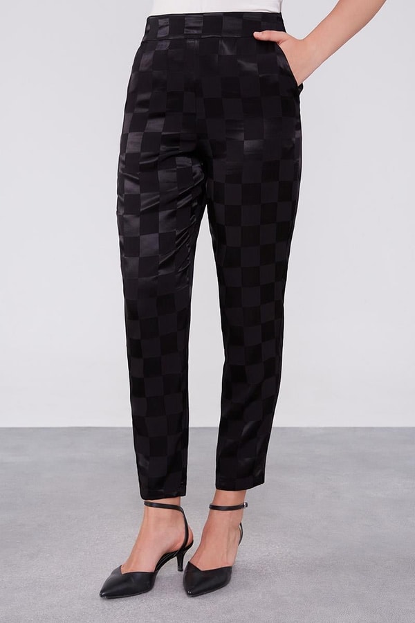 LevidorLevidor Siyah Dama Desen Jakalı İkili Takım