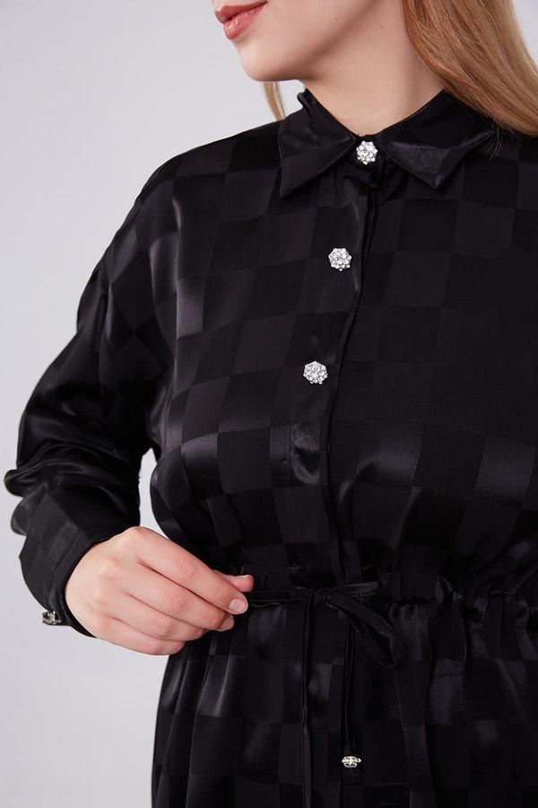 LevidorLevidor Siyah Dama Desen Jakalı İkili Takım