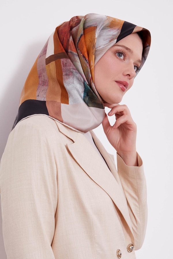 LevidorLevidor Siyah Dikey Desen Twill İpek Eşarp