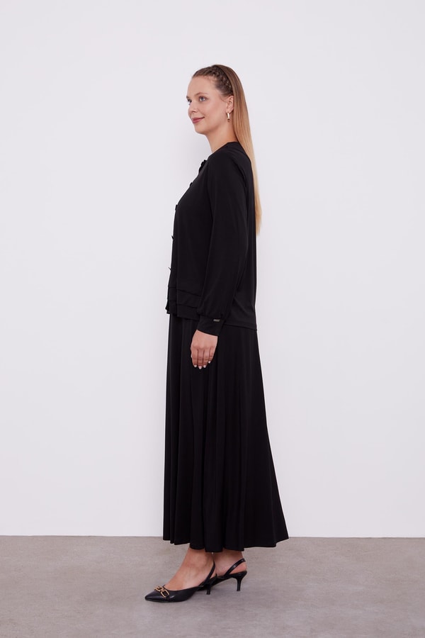 LevidorLevidor Siyah Düğme Kapamalı Etekli Takım