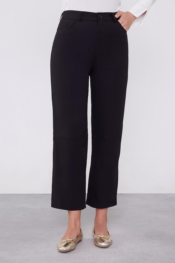 LevidorLevidor Siyah Ekleme Tasarımlı Düz Paça Pantolon