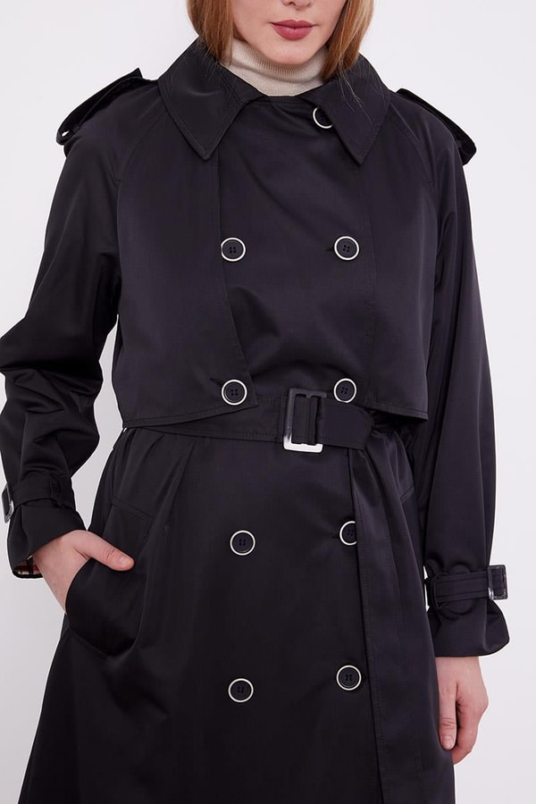 LevidorLevidor Siyah Ekose Astarlı Trençkot