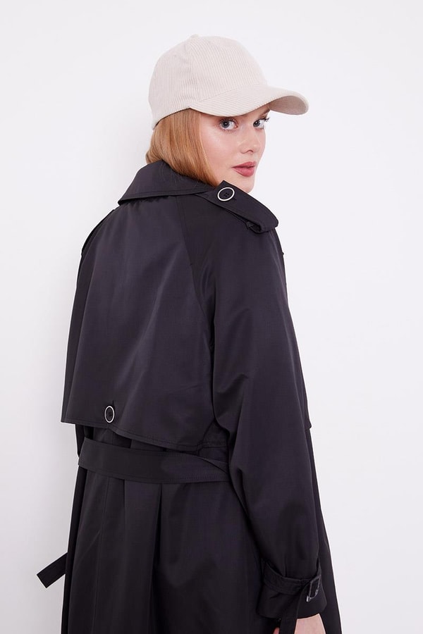 LevidorLevidor Siyah Ekose Astarlı Trençkot