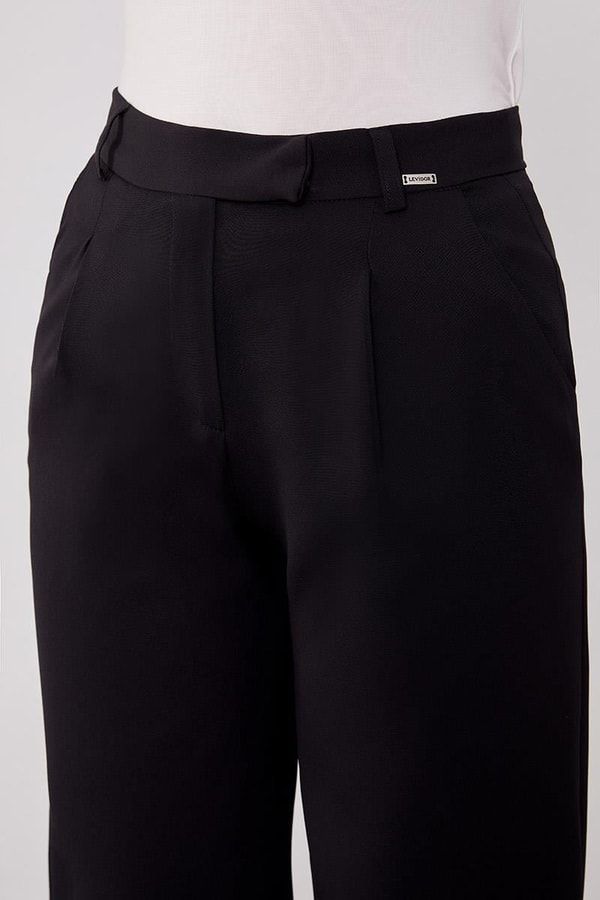 LevidorLevidor Siyah Gizli Düğmeli Kumaş Pantolon