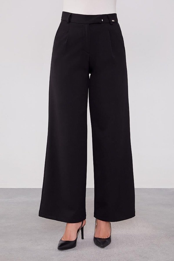 LevidorLevidor Siyah Gizli Düğmeli Kumaş Pantolon