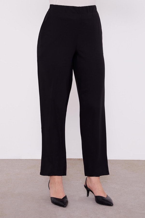 LevidorLevidor Siyah Göğüs Altı Pileli Şifon İkili Takım