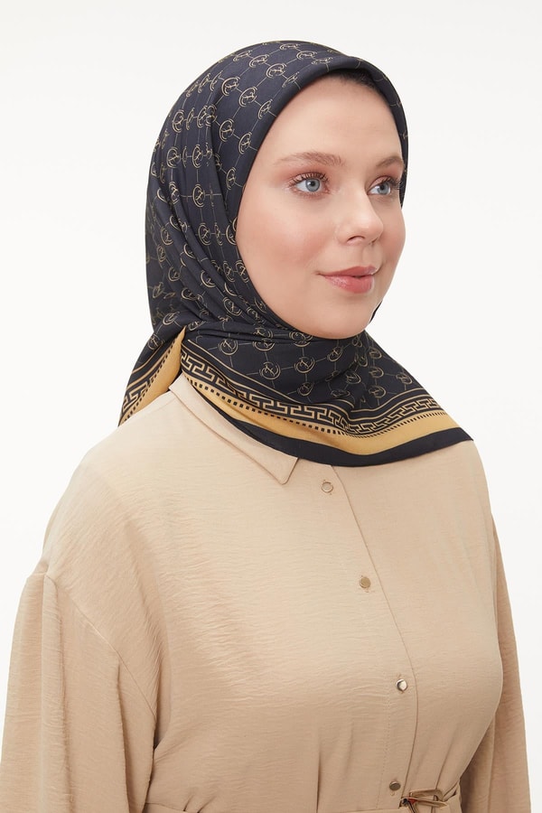 LevidorLevidor Siyah-Gold L Desen Aura Eşarp