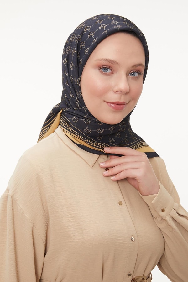 LevidorLevidor Siyah-Gold L Desen Aura Eşarp