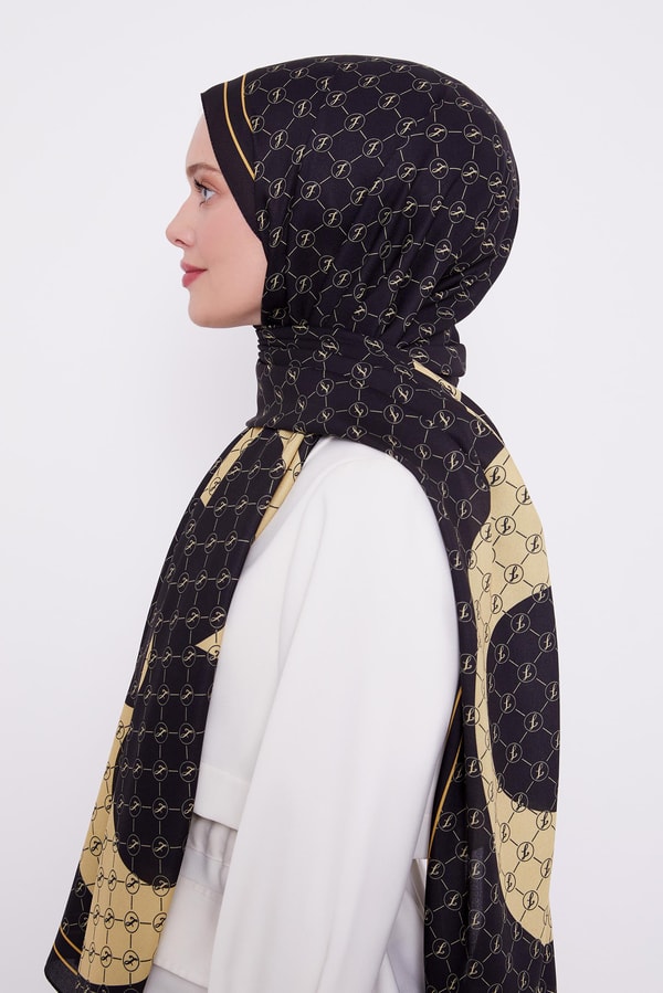 LevidorLevidor Siyah-Gold L Desen Love Şal