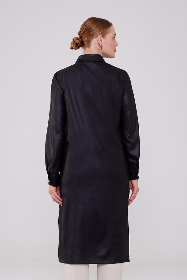 LevidorLevidor Siyah Gömlek Yaka Airobin Kumaş Tunik