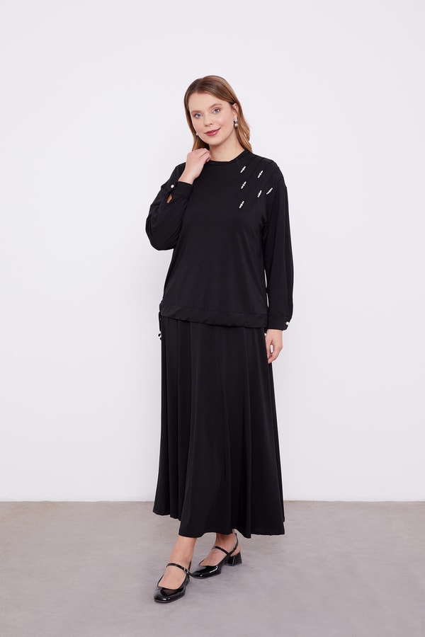 LevidorLevidor Siyah İnci Detaylı Etekli Takım