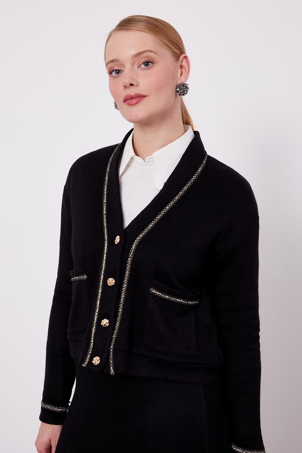 LevidorLevidor Siyah İnci Şeritli Etekli Takım