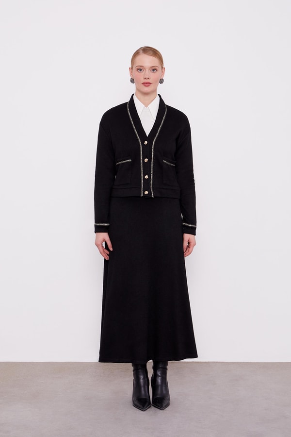 LevidorLevidor Siyah İnci Şeritli Etekli Takım