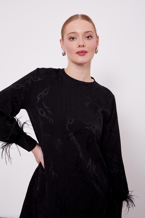 LevidorLevidor Siyah Jakarlı Zincir Desen İkili Takım