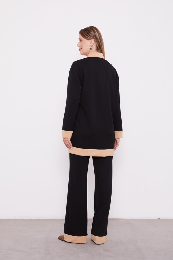 LevidorLevidor SİYAH-K.BEJ Düğme Detaylı Pantolon Takım