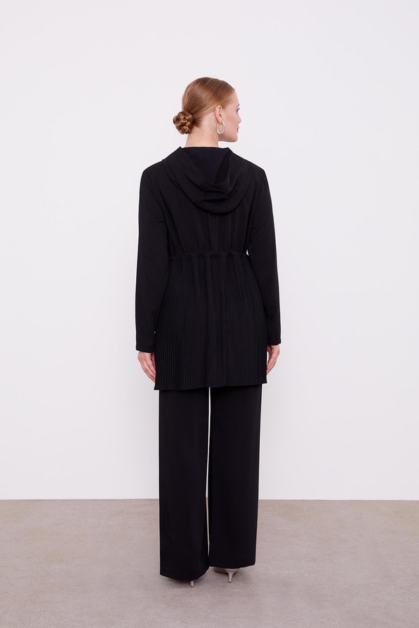 LevidorLevidor Siyah Kapusonlu Beli İp Büzgülü İkili Takım