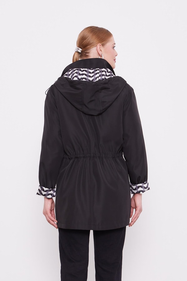 LevidorLevidor Siyah Kapüşonlu Beli İp Detaylı Kap