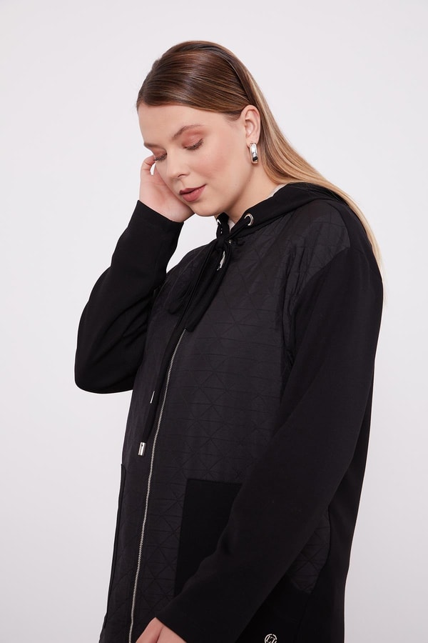 LevidorLevidor Siyah Kapüşonlu Kapitone Kap