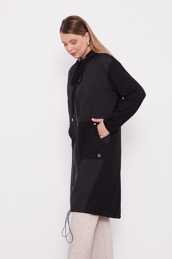 LevidorLevidor Siyah Kapüşonlu Kapitone Kap