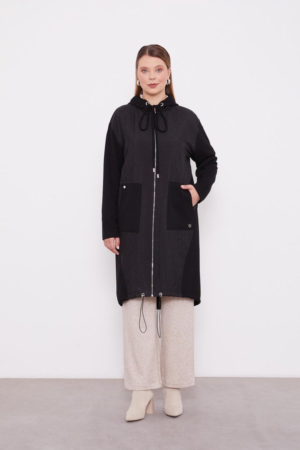 LevidorLevidor Siyah Kapüşonlu Kapitone Kap