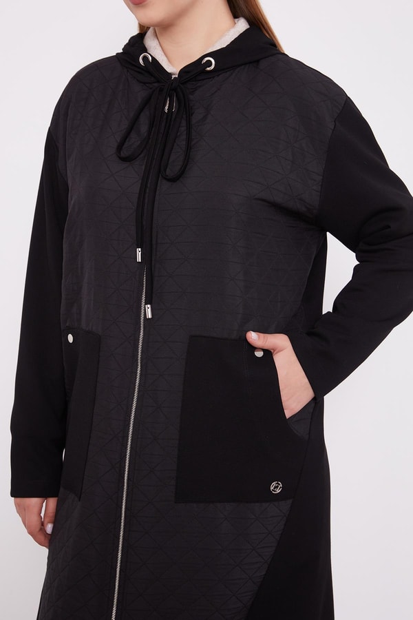 LevidorLevidor Siyah Kapüşonlu Kapitone Kap