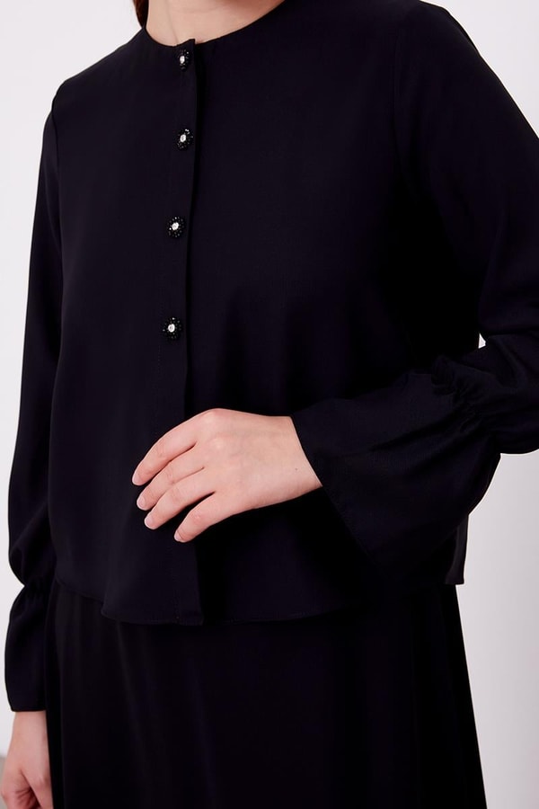 LevidorLevidor Siyah Kısa Şifon Gömlekli Etek Takım