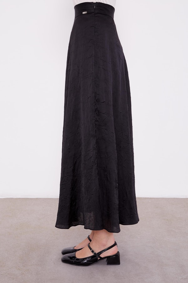 LevidorLevidor Siyah Kraş Saten Etek