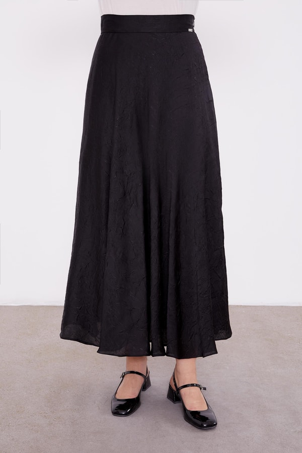 LevidorLevidor Siyah Kraş Saten Etek