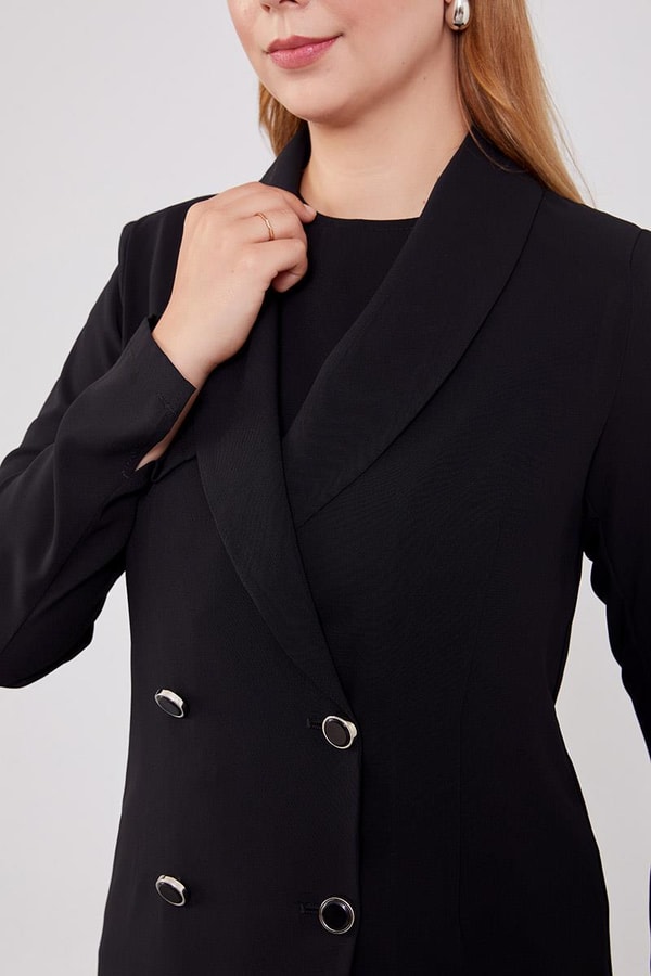 LevidorLevidor Siyah Kruvaze Kesim Blazer Ceket Takım