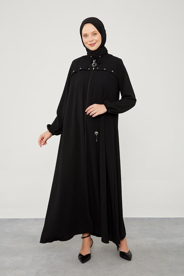 LevidorLevidor Siyah Kuş Gözü Detaylı Ferace