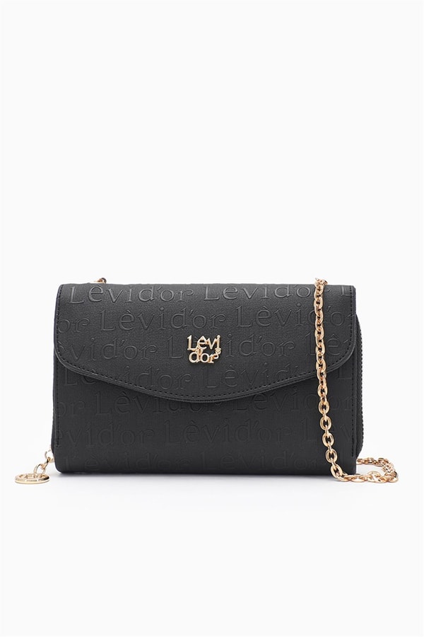 LevidorLevidor Siyah Monogram Baskılı Fermuarlı Cüzdan
