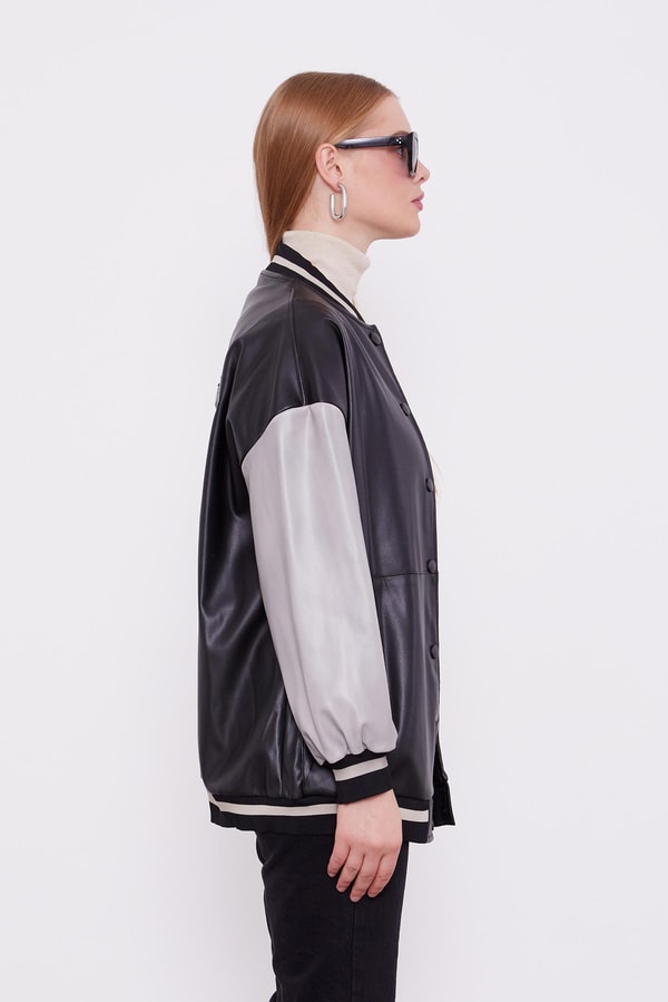 LevidorLevidor Siyah Nakış İşlemeli Bomber Ceket