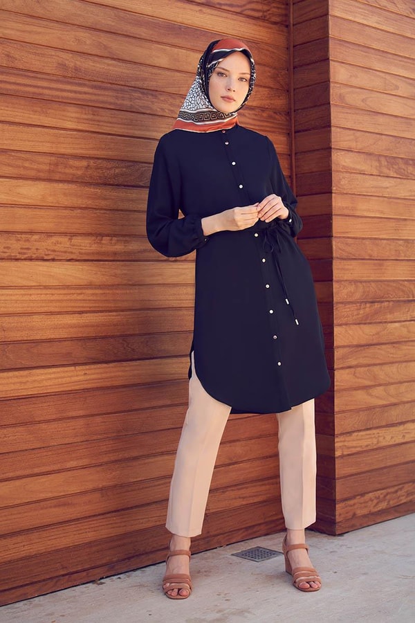 LevidorLevidor Siyah Önü Düğmeli Tunik