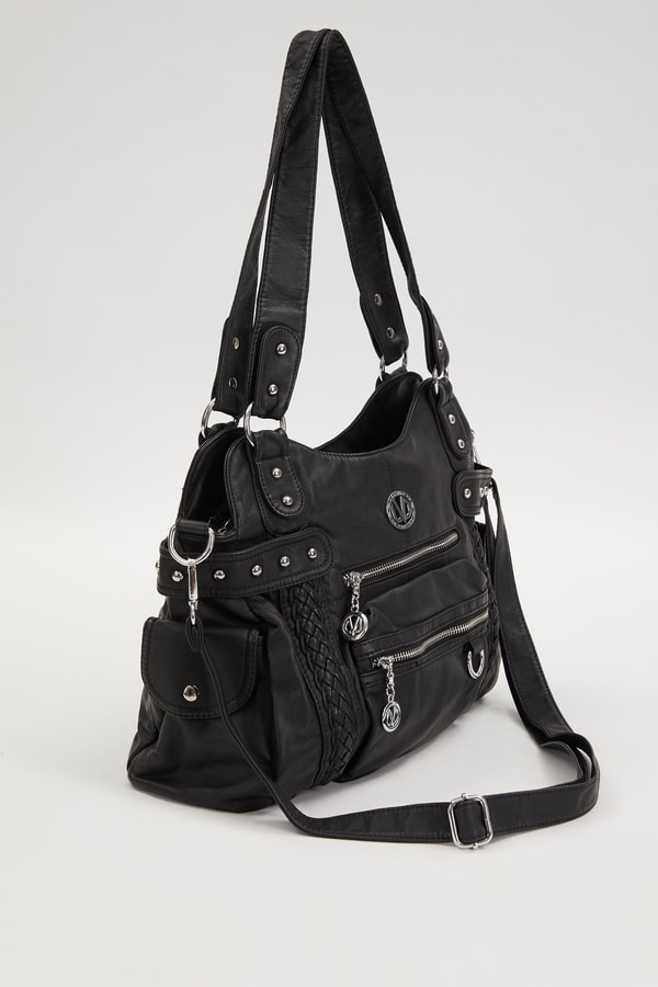 LevidorLevidor Siyah Örgü Detaylı Omuz Çantası