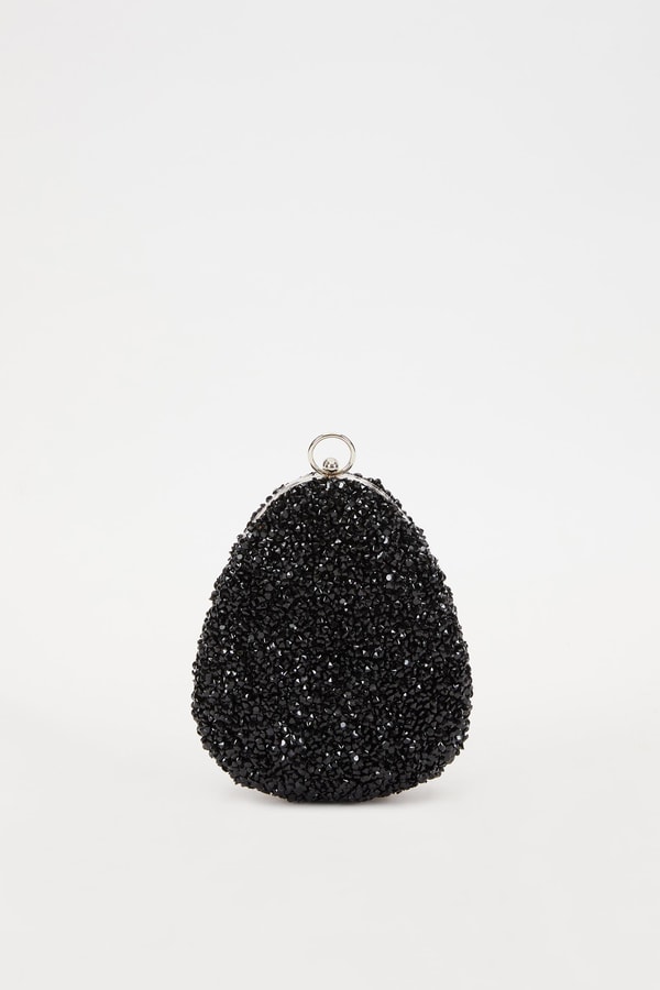 LevidorLevidor Siyah Oval Taşlı Abiye El Çantası