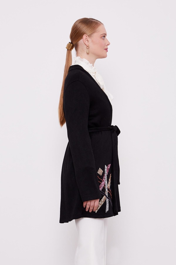 LevidorLevidor Siyah Payet İşlemeli Kaşmir Hırka