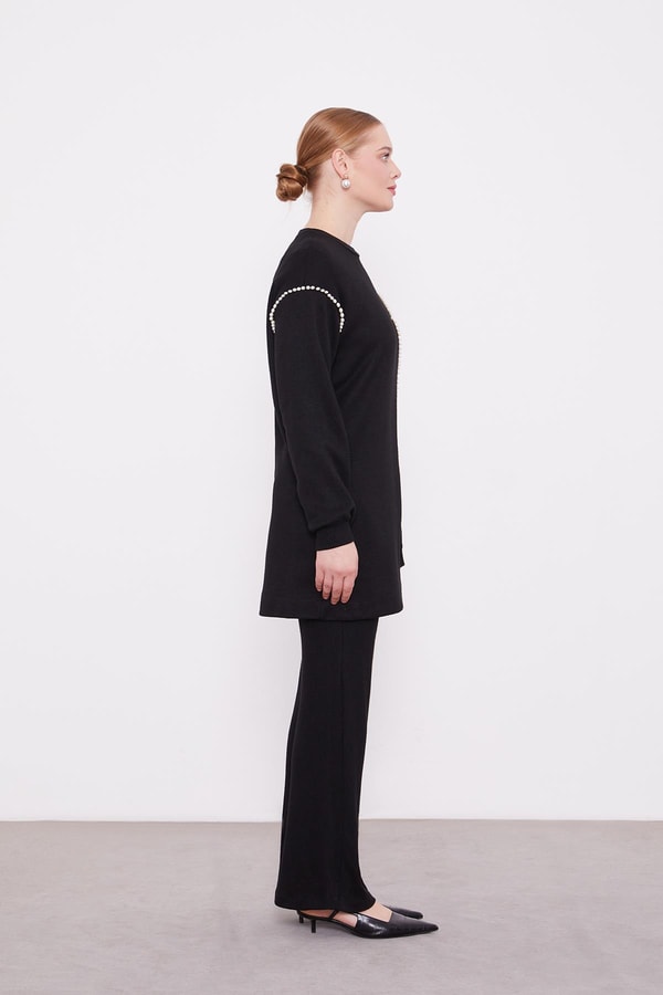 LevidorLevidor Siyah Şerit İncili Kaşmir İkili Takım