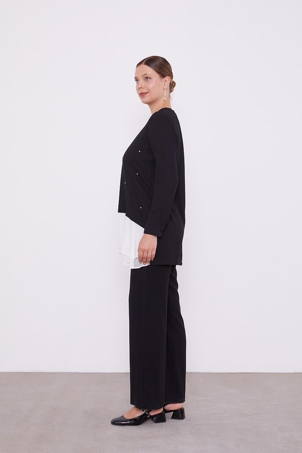 LevidorLevidor Siyah Şifon Detaylı Tunik Takım