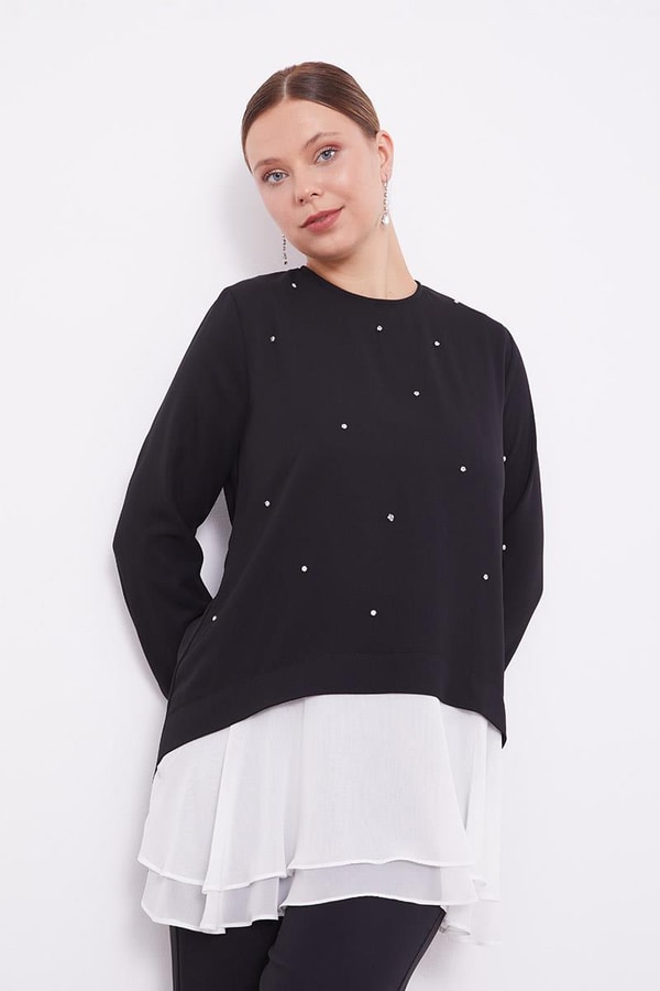 LevidorLevidor Siyah Şifon Detaylı Tunik Takım