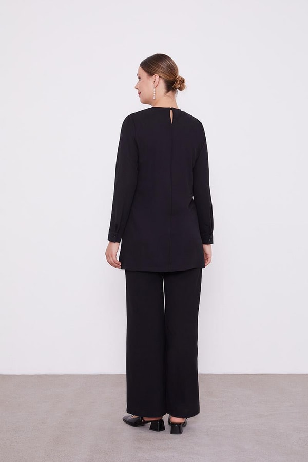 LevidorLevidor Siyah Şifon Detaylı Tunik Takım