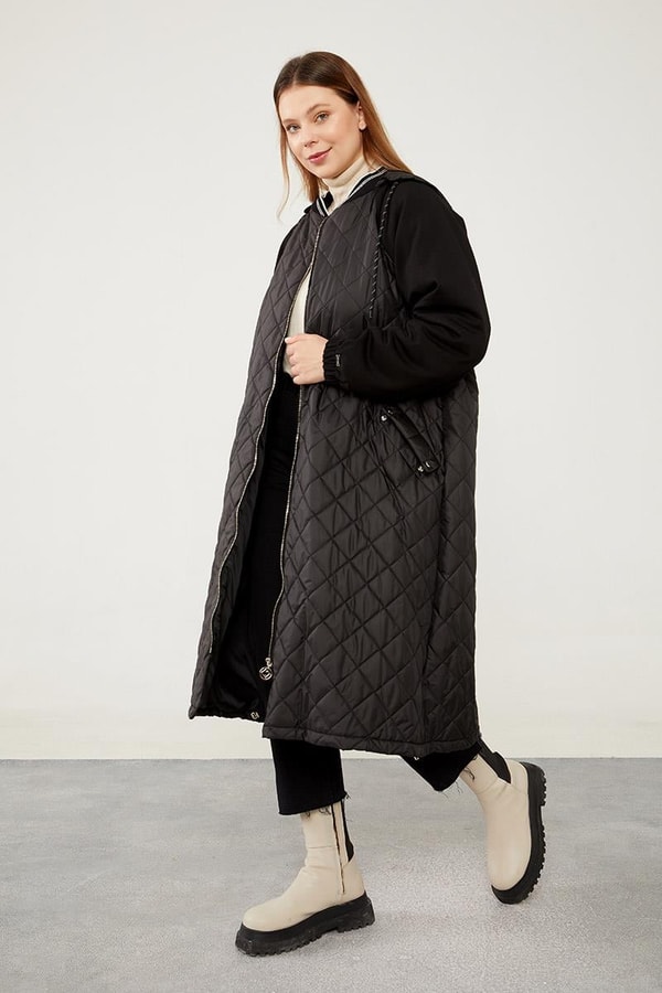 LevidorLevidor Siyah-Siyah Kapitone Fermuar Kapamalı Kap