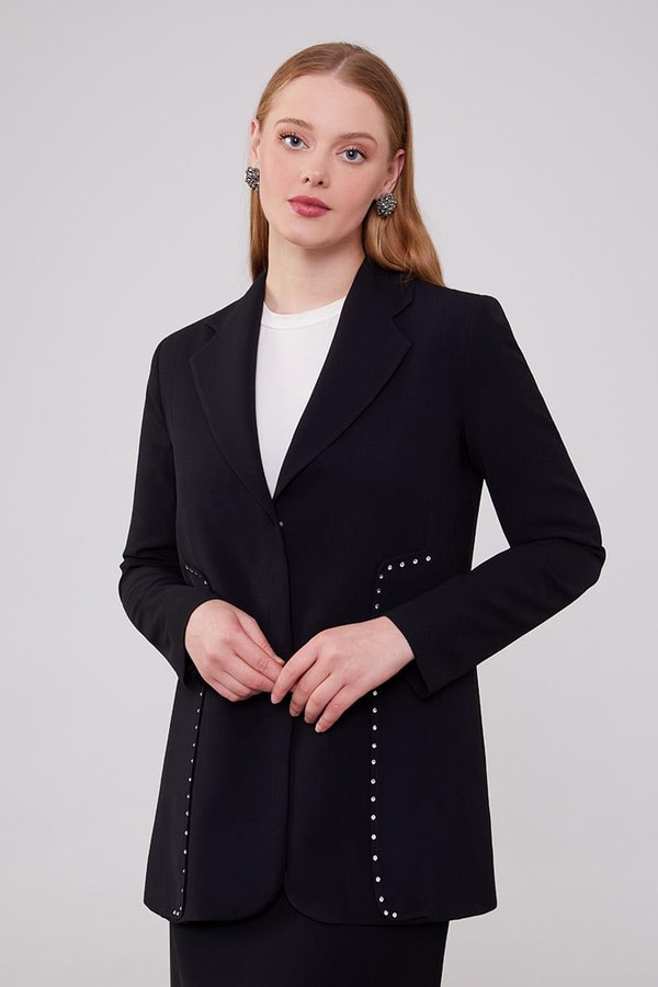 LevidorLevidor Siyah Taş Detaylı Ceket Takım