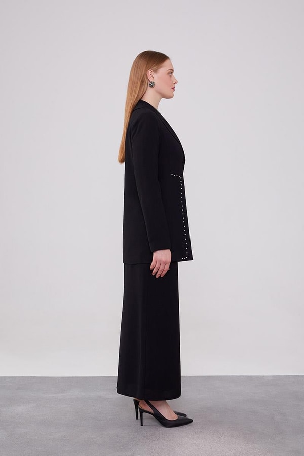 LevidorLevidor Siyah Taş Detaylı Ceket Takım