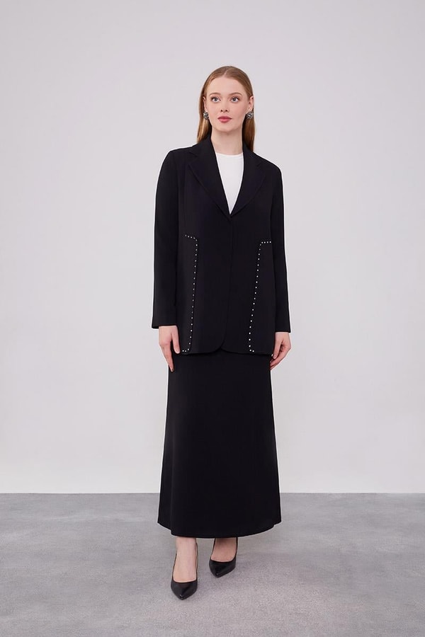 LevidorLevidor Siyah Taş Detaylı Ceket Takım