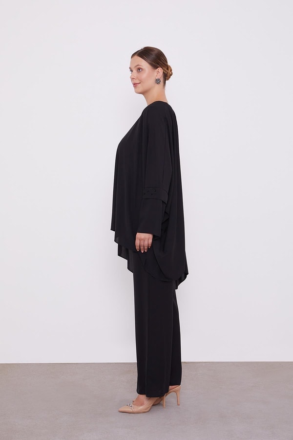 LevidorLevidor Siyah Taş İşlemeli Tunik Takım