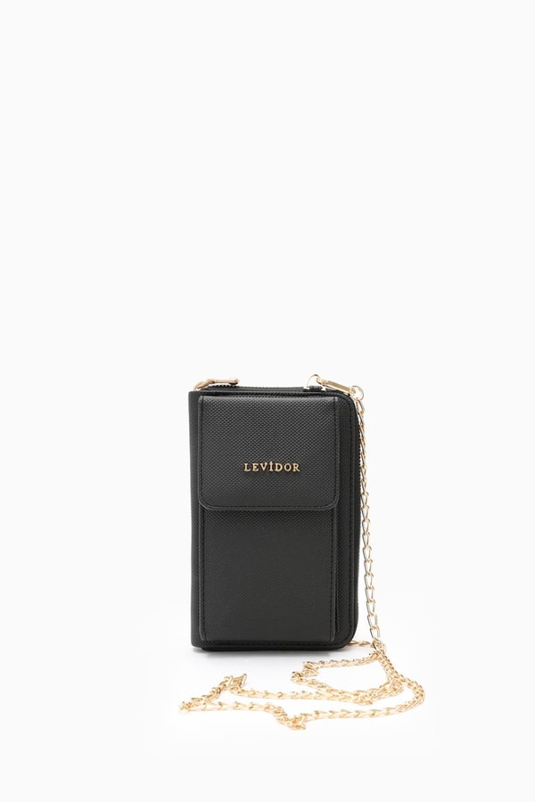 LevidorLevidor Siyah Telefon Bölmeli Çapraz Askılı Cüzdan