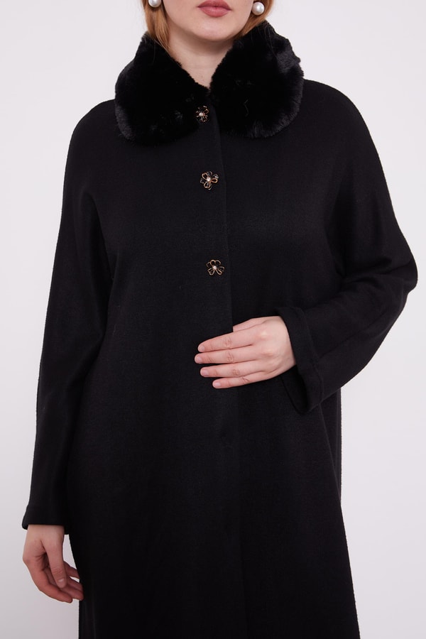 LevidorLevidor Siyah Yakası Kürklü Kaşmiş Hırka