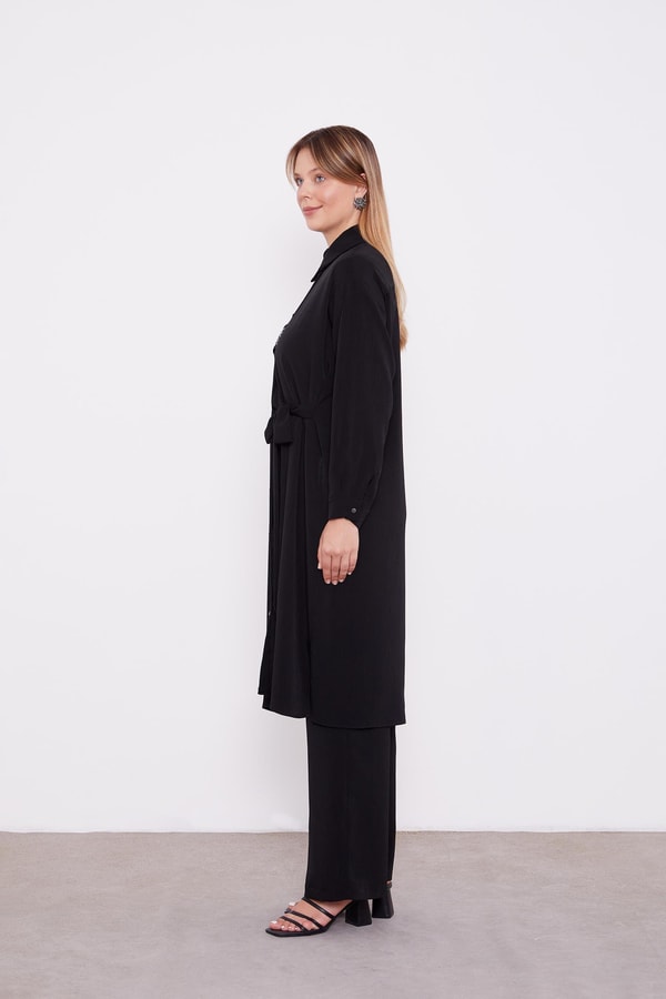 LevidorLevidor Siyah Yandan Bağlamalı Pliseli İkili Takım