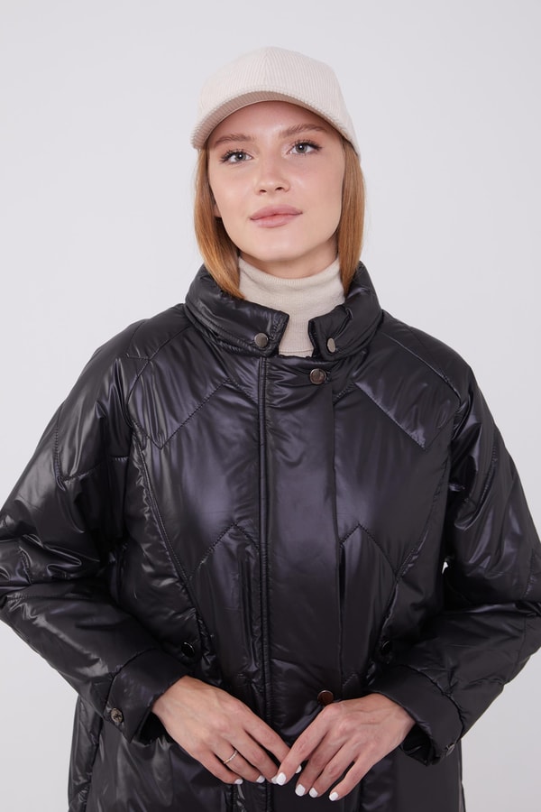 LevidorLevidor Siyah Yüksek Cep Kapitone Şişme Mont