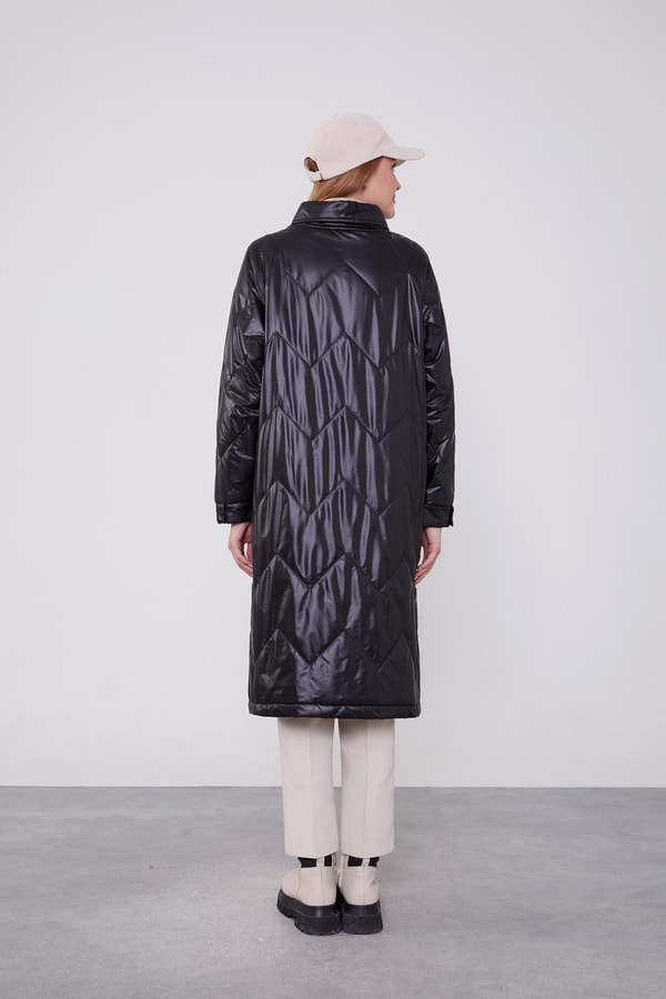 LevidorLevidor Siyah Yüksek Cep Kapitone Şişme Mont